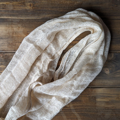 Unbleached Cotton Scarf - Loosely Woven Scarf For Dyeing