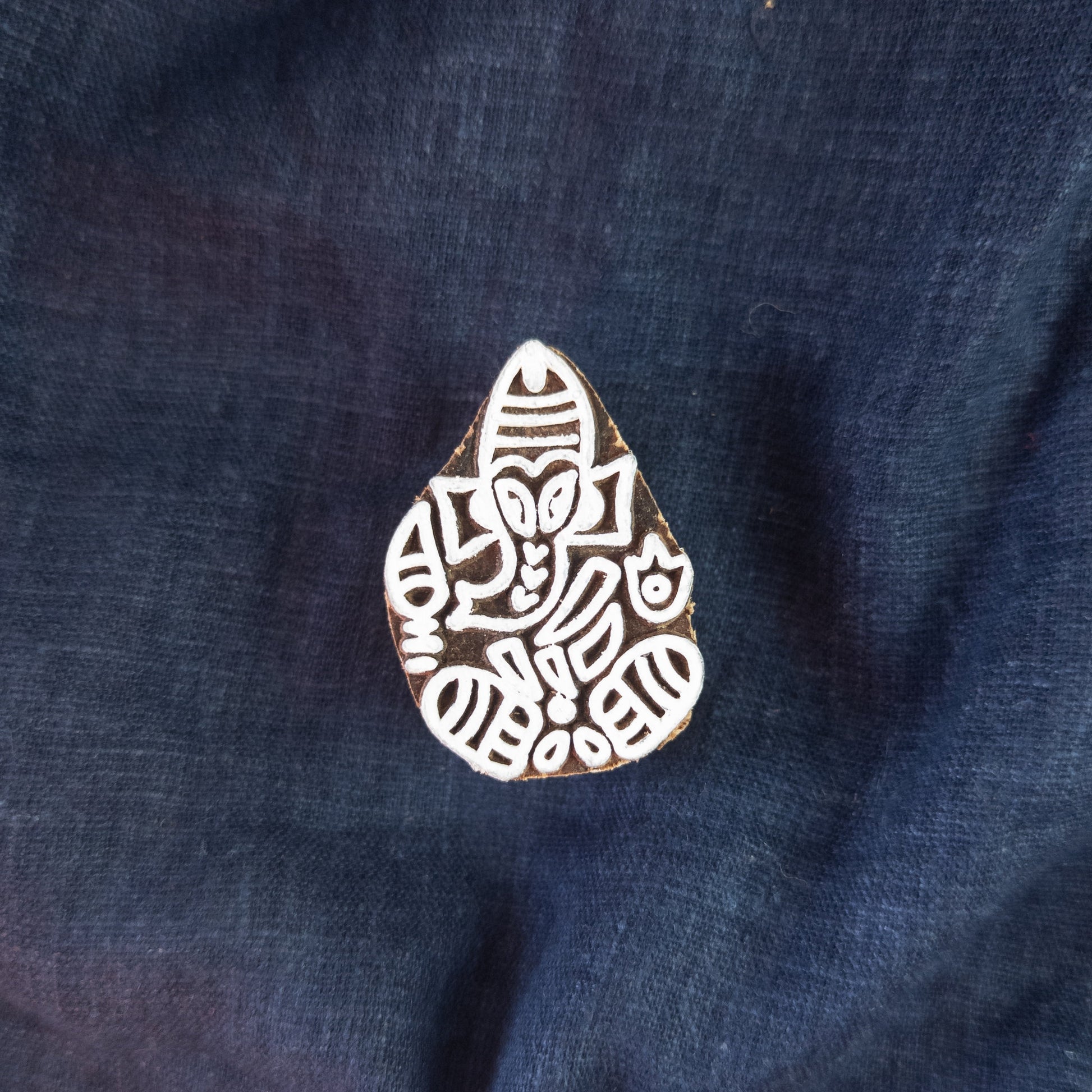 Wooden Ganesh Stamp | Indian Woodblock | Batik & Block Print Block - Textile Traders
