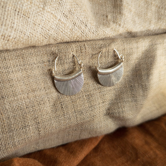 Fan Shaped Silver Earrings | Hill Tribe Jewellery