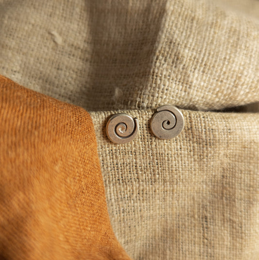 Silver Spiral Studs | Karen Hill Tribe Earrings | 1cm Diameter