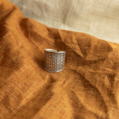 Stamped Silver Ring - Ethnic Jewellery - Handmade By Hmong Hilltribe