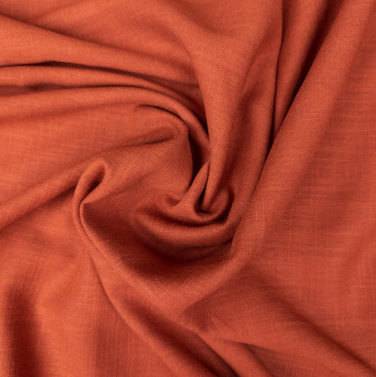 Dark Orange Hemp Fabric - Wide Fine Weight Hemp Fabric By The Metre