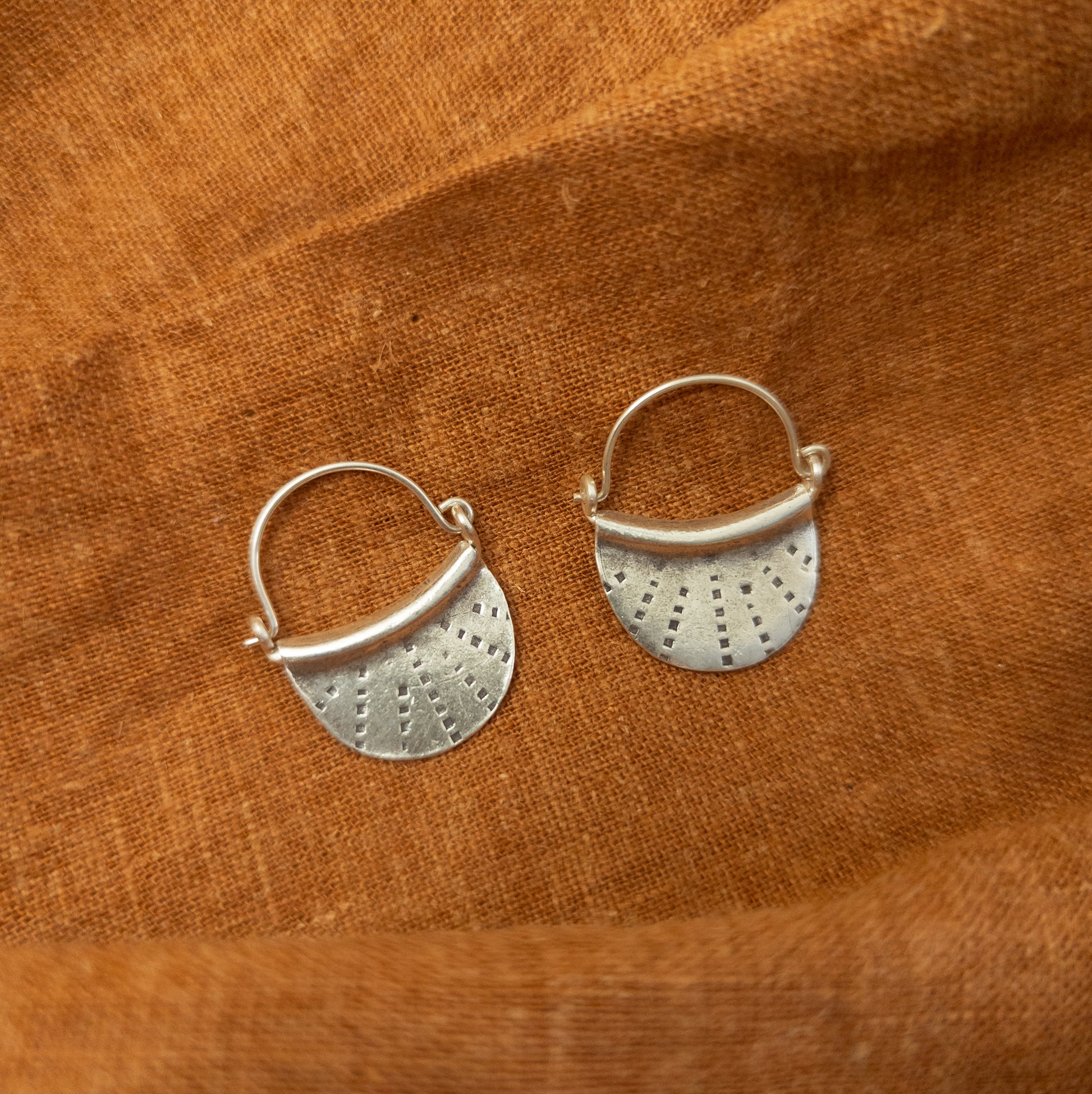 Tribal Silver Earrings Hill Tribe Jewellery - Main Image