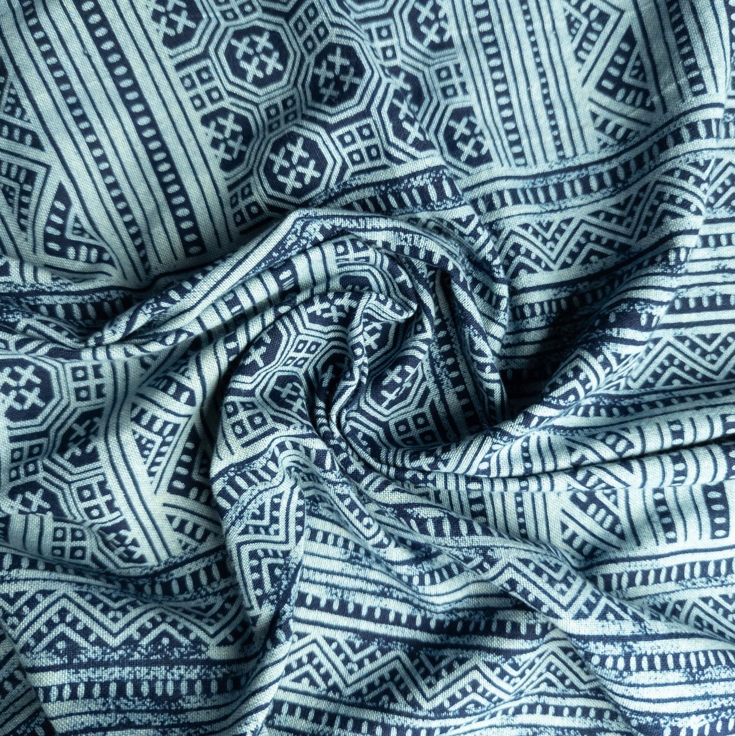 Hmong Style Patterned Indigo | Fabric Meterage | 114cm Wide - Textile Traders