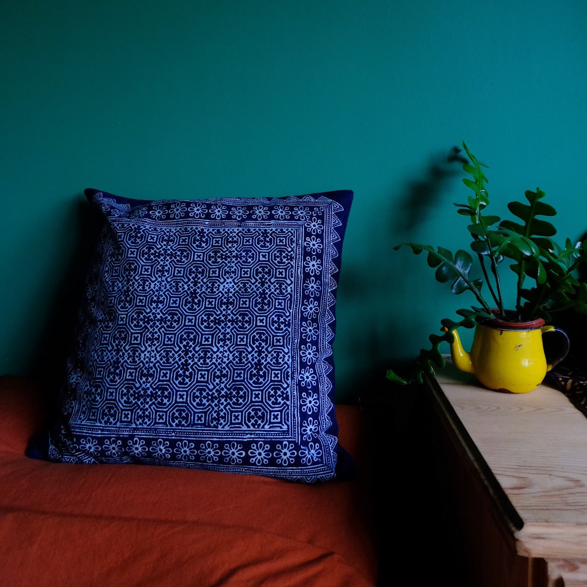 Hmong Batik Cushion Cover | Indigenous Textiles - Crosses | 18" x 18"