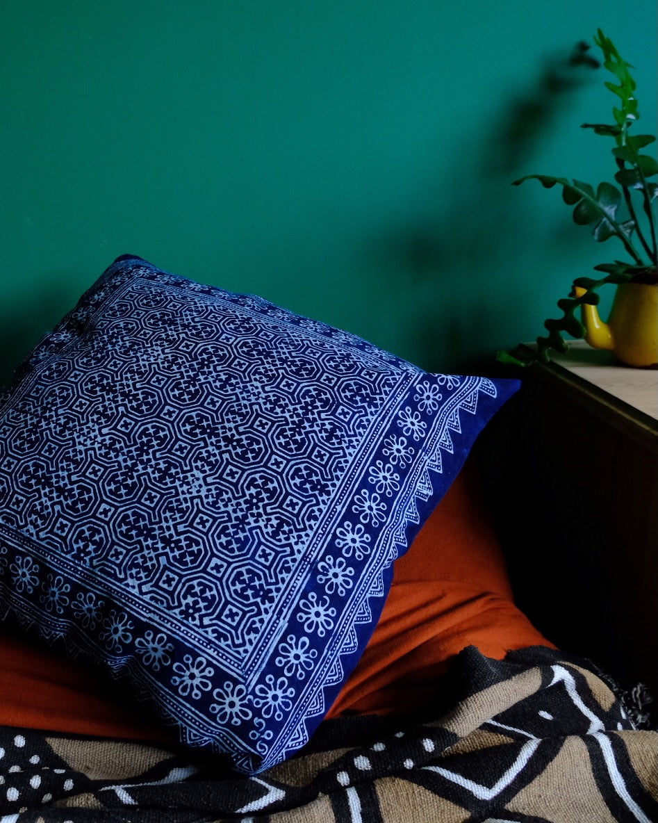Hmong Batik Cushion Cover | Indigenous Textiles - Crosses | 18" x 18"