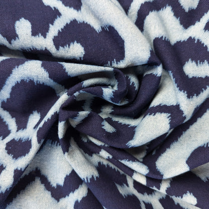 Indigo Fabric - Central Asian Print - Cotton By The Metre