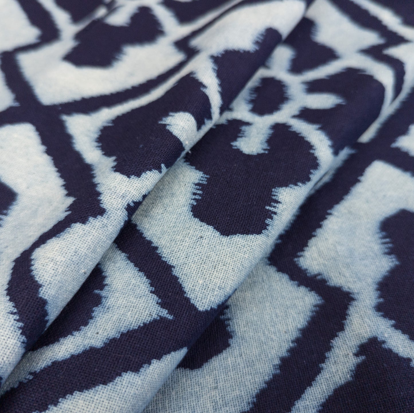 Indigo Fabric - Central Asian Print - Cotton By The Metre