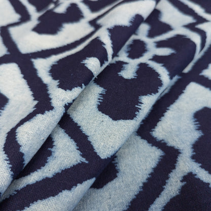 Indigo Fabric - Central Asian Print - Cotton By The Metre