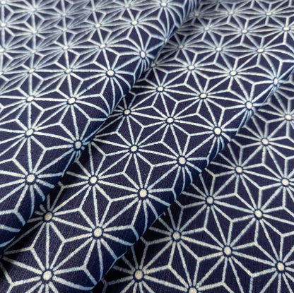 Japanese Star Print Fabric | Indigo Quilting Fabrics | 112cm Wide