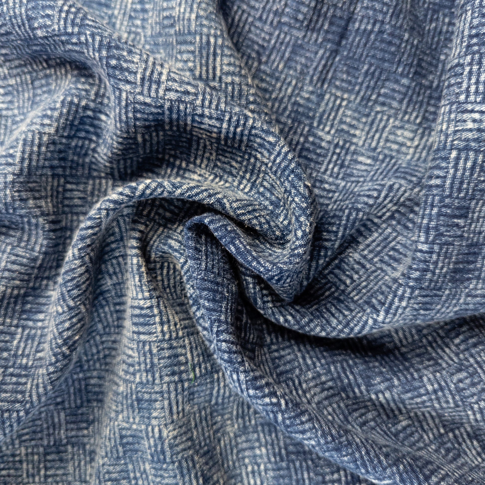 Basketweave Fabric - Soft Indigo Cotton
