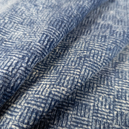 Indigo Cotton Fabric - Basketweave Pattern