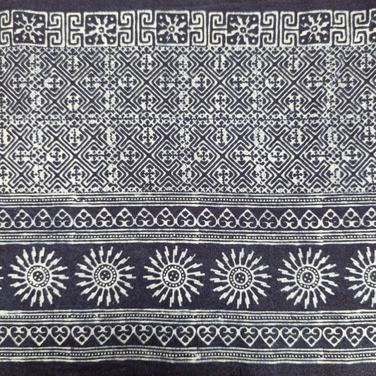 Handwoven Indigo Fabric | Traditional Hill Tribe Batik from Thailand | 38cm Wide