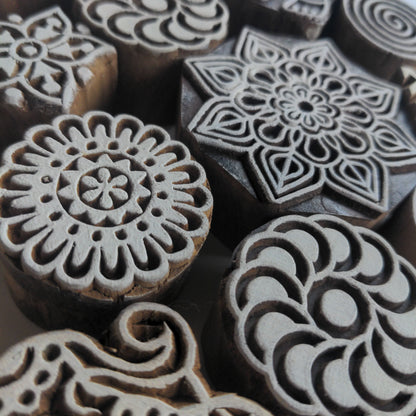 Patchwork Square Wooden Printing Block - Handcrafted Fabric Printing and Batik Tools