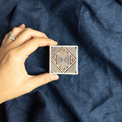 Geometric Square Wood Block | Indian Woodblock | Batik & Block Print Stamp - Textile Traders