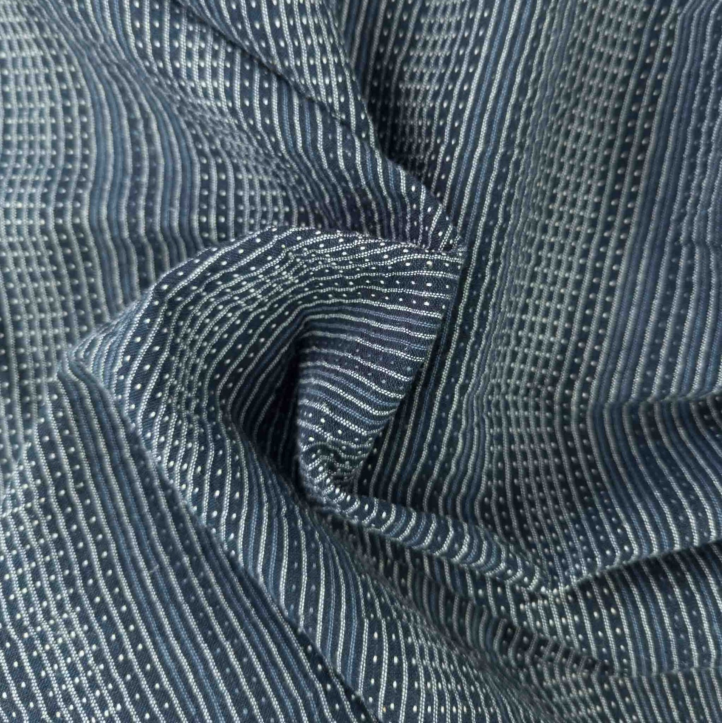 Indigo Sashiko Fabric | Striped Stitched Cotton | 118cm Wide