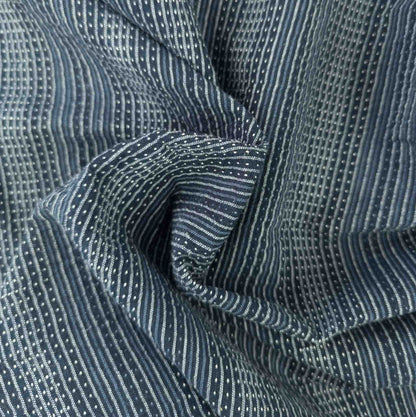 Indigo Sashiko Fabric | Striped Stitched Cotton | 118cm Wide