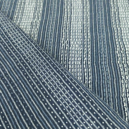 Indigo Sashiko Fabric | Striped Stitched Cotton | 118cm Wide
