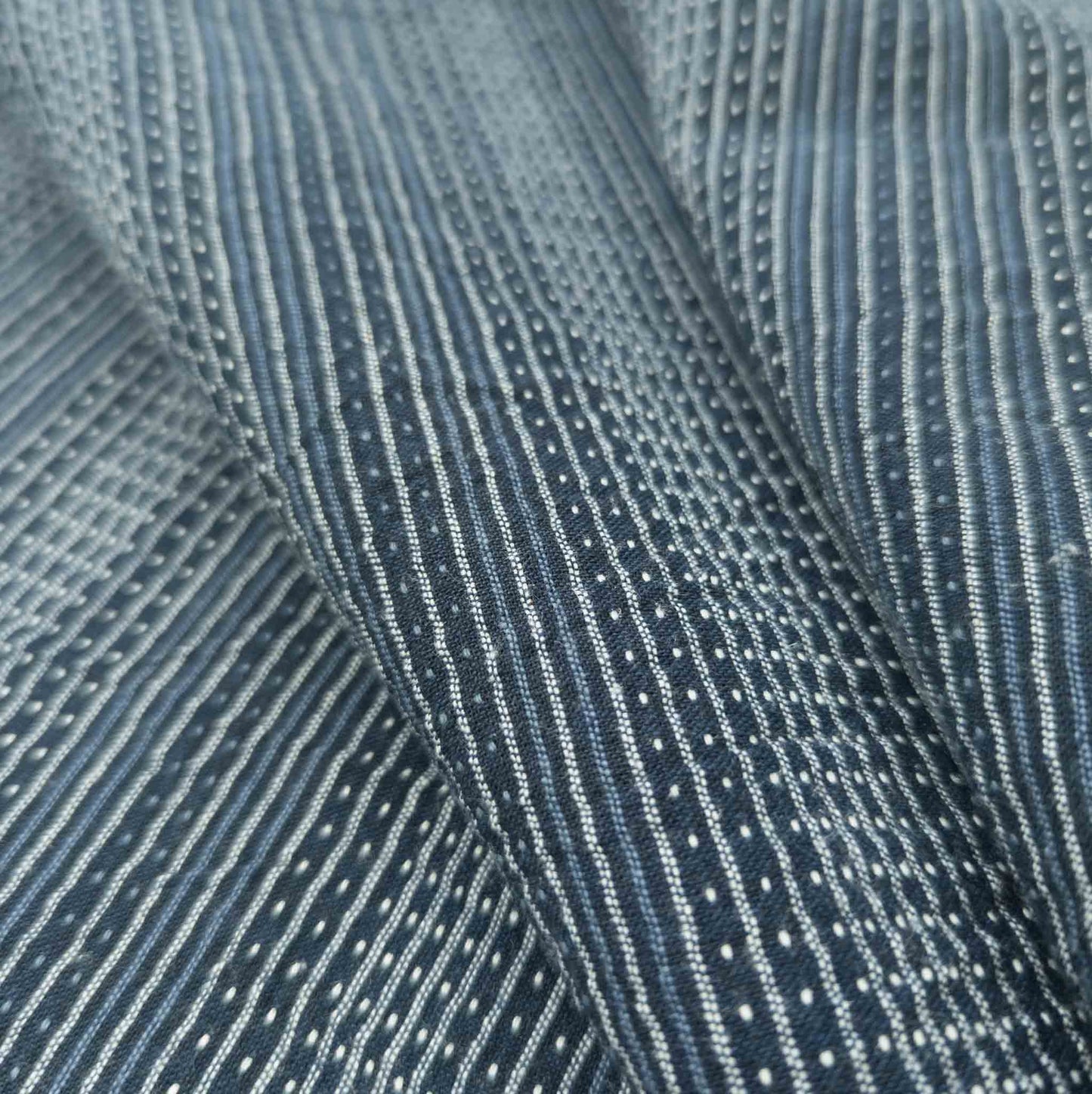 Indigo Sashiko Fabric | Striped Stitched Cotton | 118cm Wide