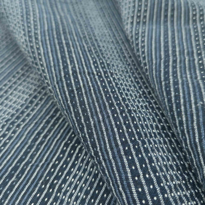 Indigo Sashiko Fabric | Striped Stitched Cotton | 118cm Wide
