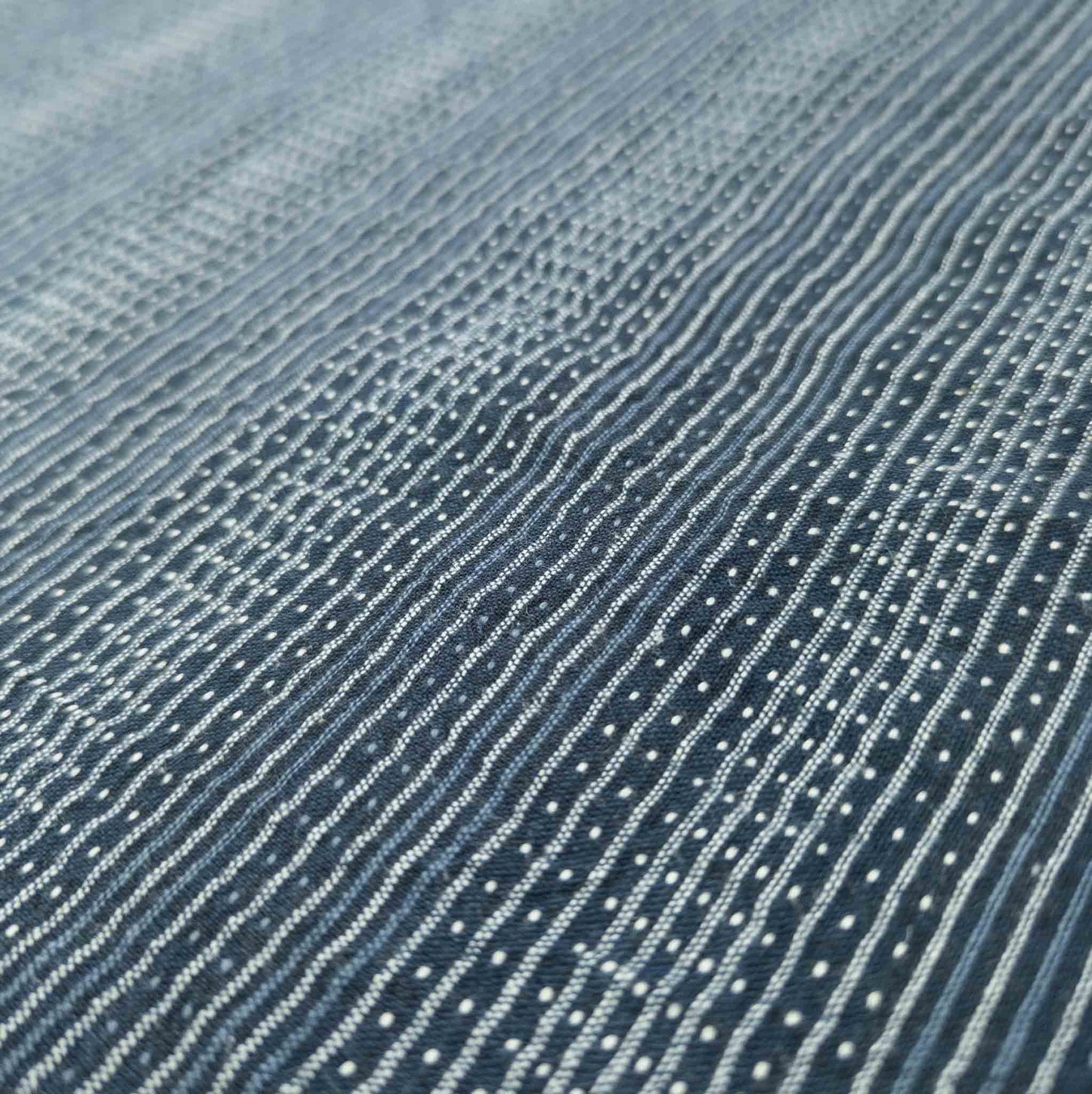 Indigo Sashiko Fabric | Striped Stitched Cotton | 118cm Wide