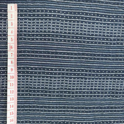Indigo Sashiko Fabric | Striped Stitched Cotton | 118cm Wide