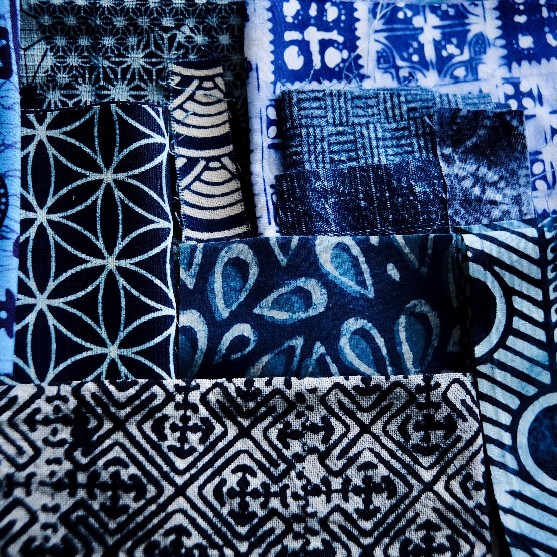 Indigo Blue Slow Stitching Bundle | Batik, Ikat & Indigo Fabric Scraps