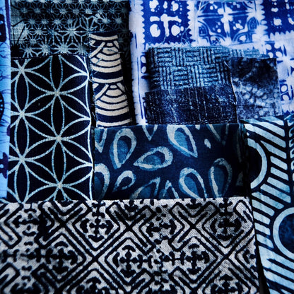 Indigo Blue Slow Stitching Bundle | Batik, Ikat & Indigo Fabric Scraps