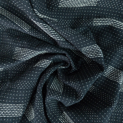 Sashiko Style Fabric | Black Stitched Cotton | 118cm Wide