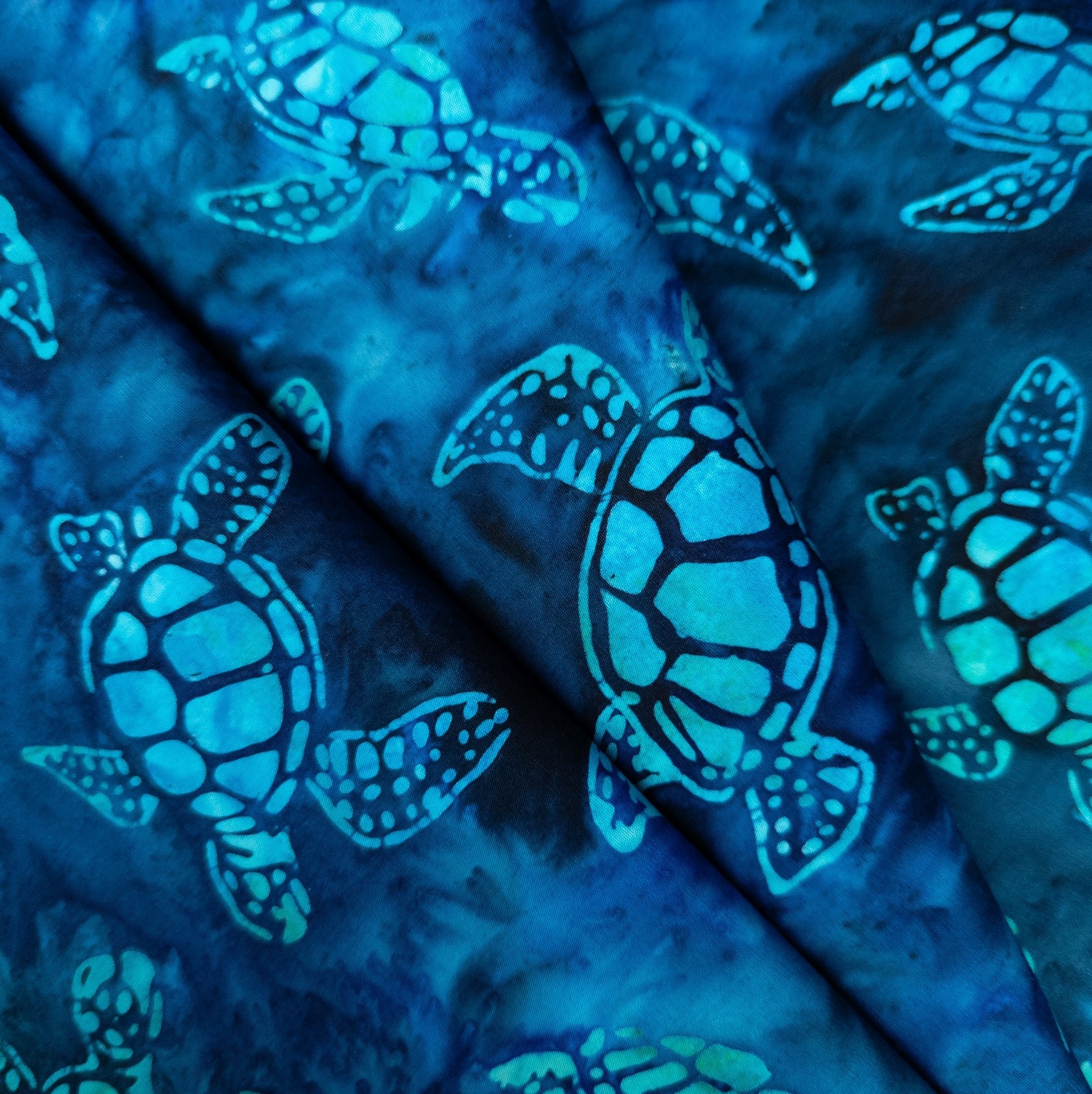 Cotton Batik Fabric - Blue Sea Turtle | UK Fabric Shop Online – Textile ...