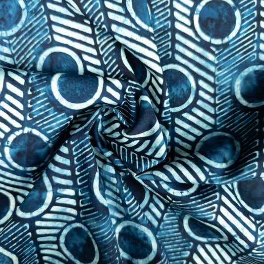 Cotton Batik Fabric - Bold Blue | Chevron Stripes | 112cm Wide