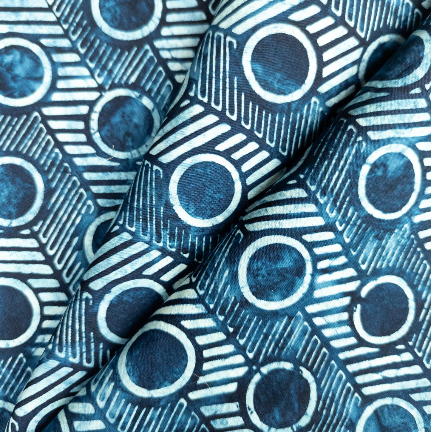 Cotton Batik Fabric - Bold Blue | Chevron Stripes | 112cm Wide