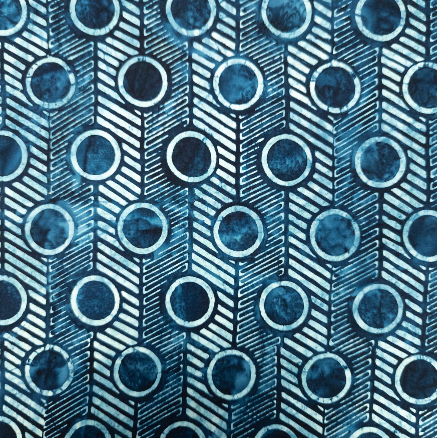 Cotton Batik Fabric - Bold Blue | Chevron Stripes | 112cm Wide