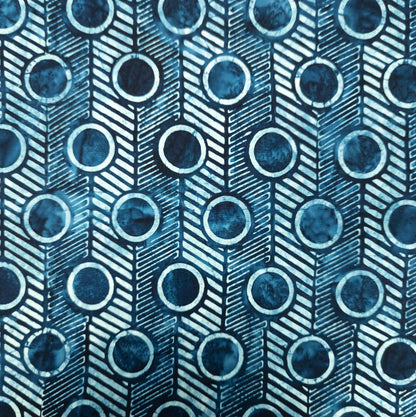 Cotton Batik Fabric - Bold Blue | Chevron Stripes | 112cm Wide