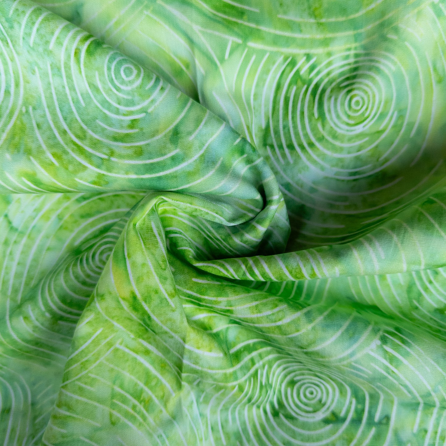 Cotton Batik Fabric - Green Ripples | Bright Green | 112cm Wide