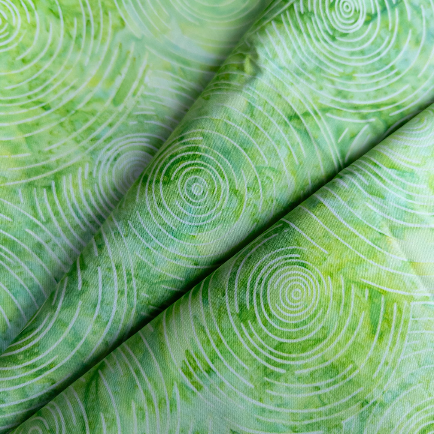 Cotton Batik Fabric - Green Ripples | Bright Green | 112cm Wide
