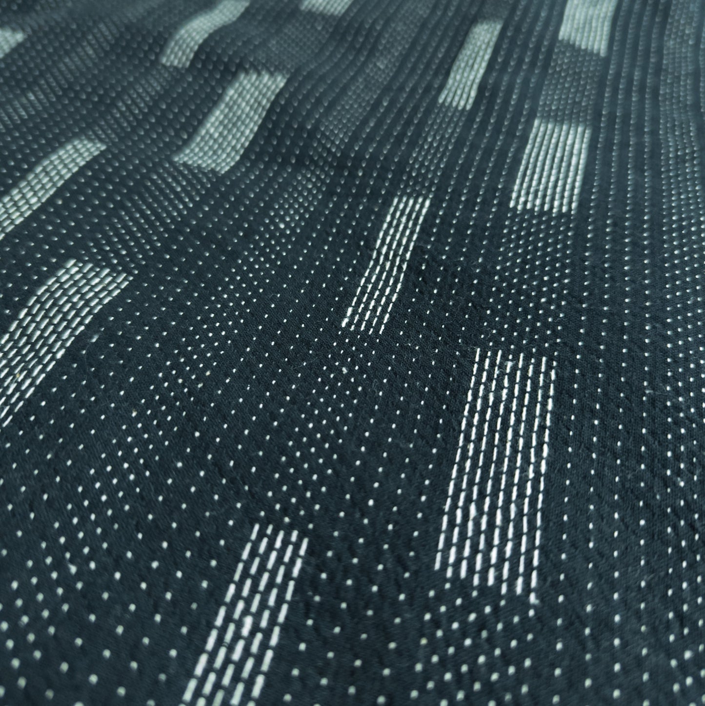 Sashiko Style Fabric | Black Stitched Cotton | 118cm Wide