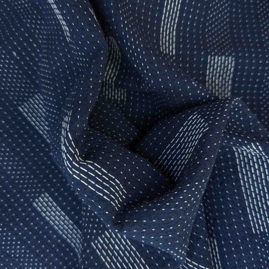 Stitched Sashiko Fabric | Dark Blue Indigo Cotton | 118cm Wide