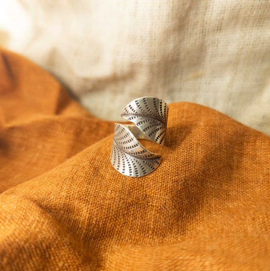 Adjustable Silver Ring | Hill Tribe Leaf Ring - Textile Traders