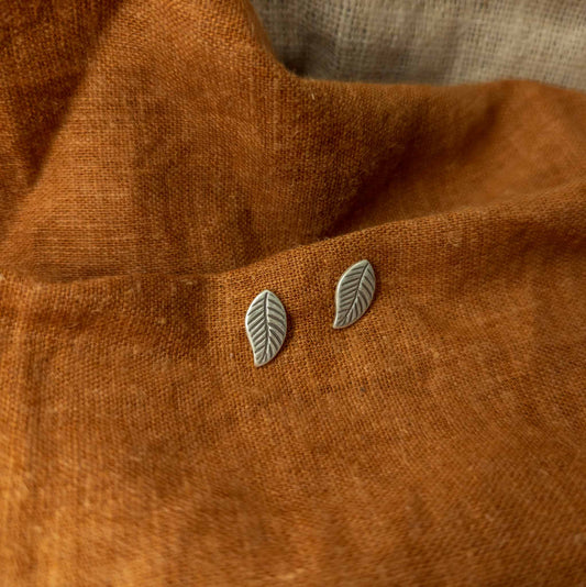 Small Silver Leaf Studs | Karen Hill Tribe Earrings