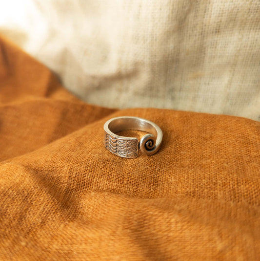 Ornate Stamped Tribal Ring | Silver Hill Tribe Jewellery - Textile Traders