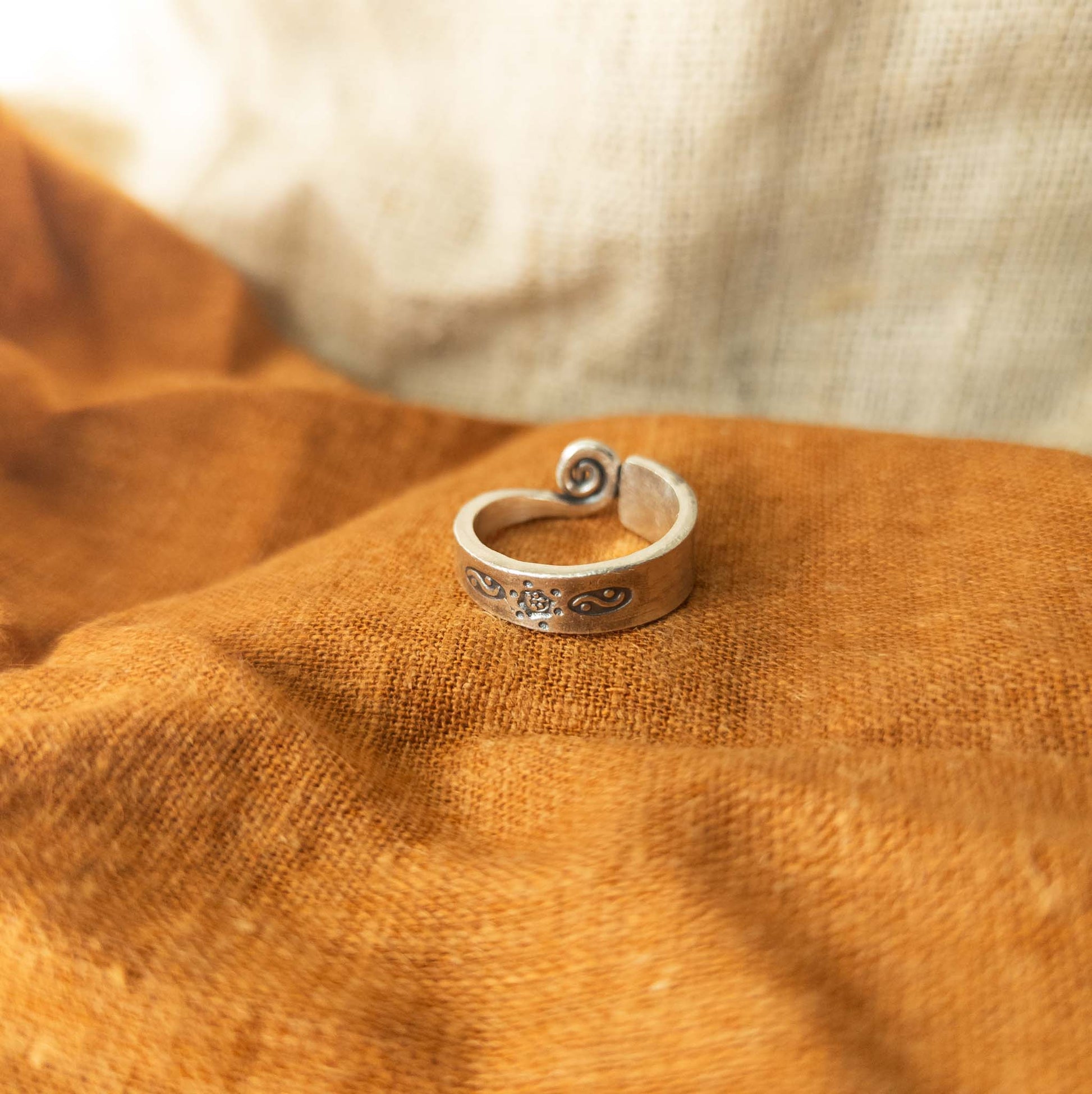 Ornate Stamped Tribal Ring | Silver Hill Tribe Jewellery - Textile Traders