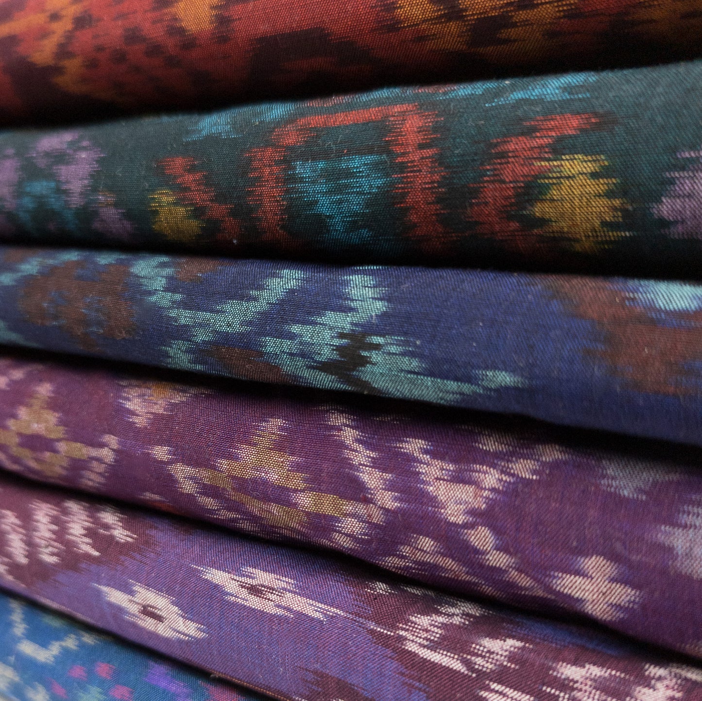 Black and Turquoise Ikat Fabric - Handwoven in Bali