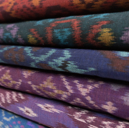 Black and Turquoise Ikat Fabric - Handwoven in Bali