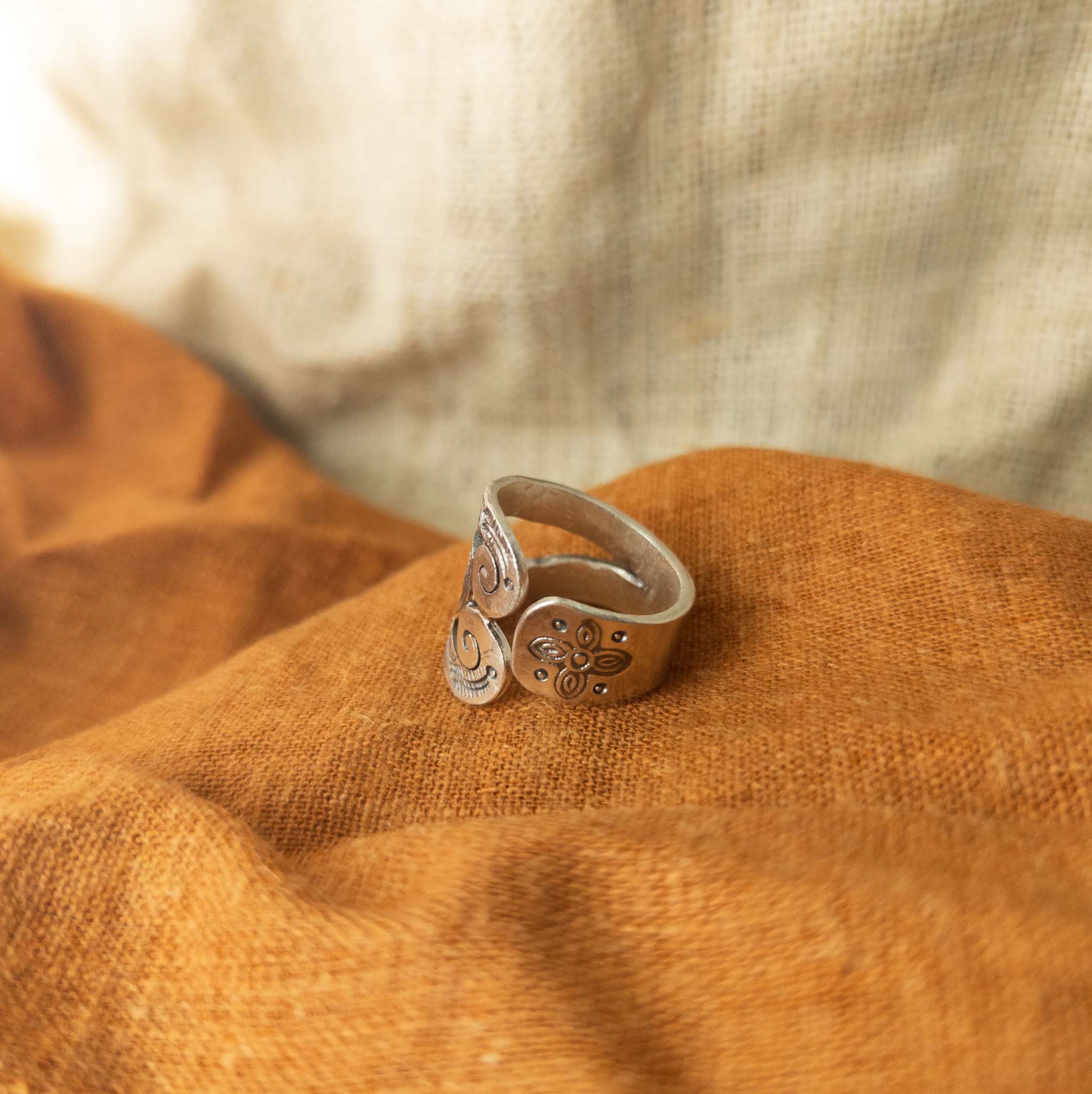 Triple Spiral Hill Tribe Ring | Tribal Silver Jewellery - Textile Traders