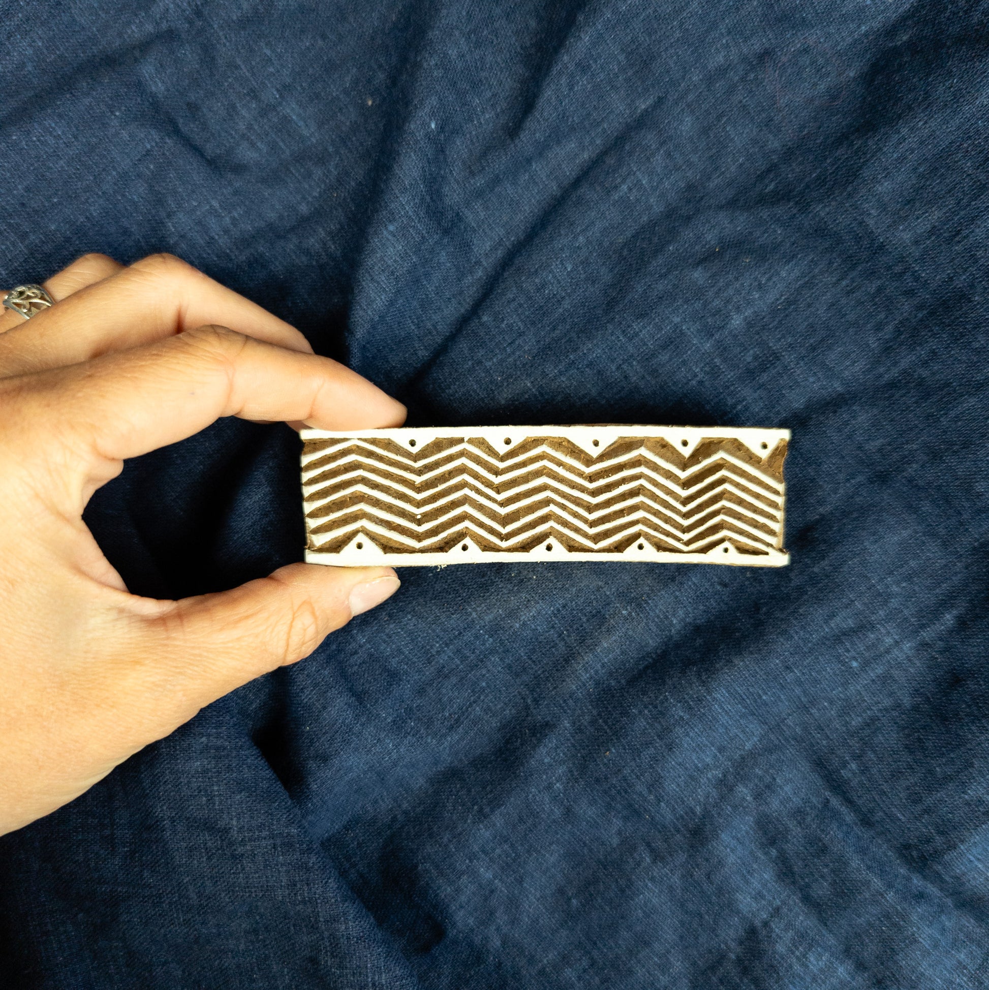 Border Woodblock Stamp in Zig Zag Pattern