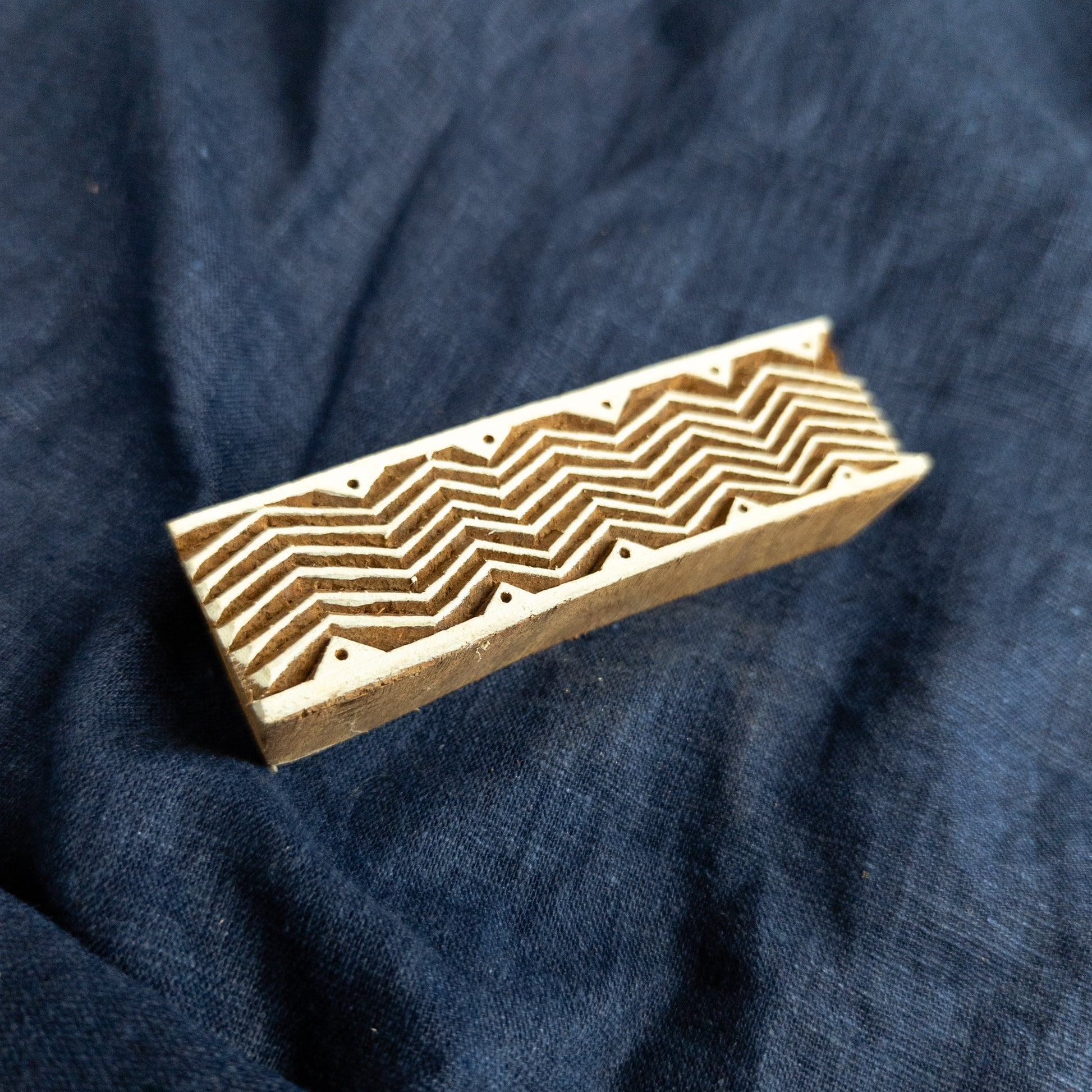 Wooden Printing Block Zig Zag Border Design