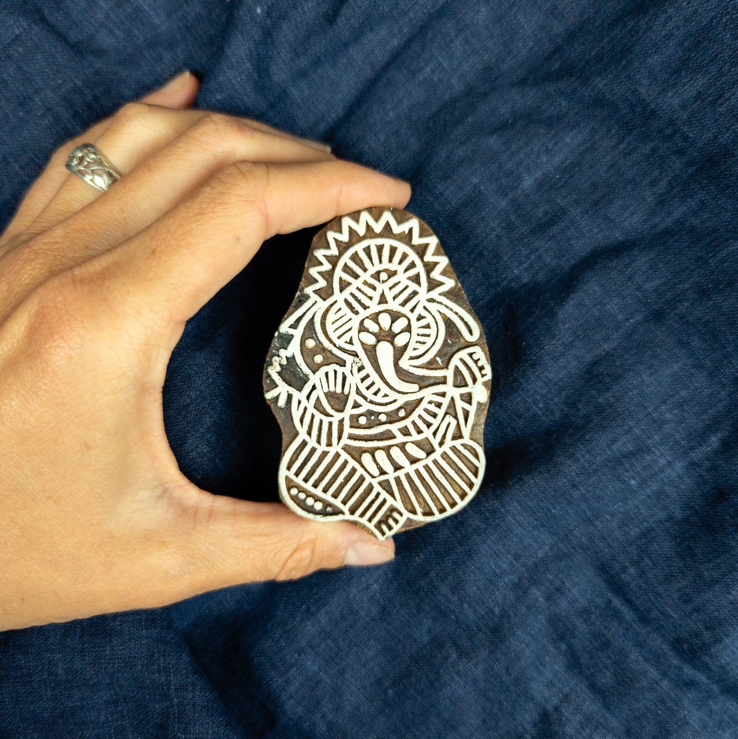 Ganesh Wooden Printing Block - Handcrafted Fabric Printing and Batik Tools