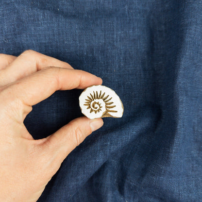 Small Ammonite Shell Stamp | Indian Printing Blocks