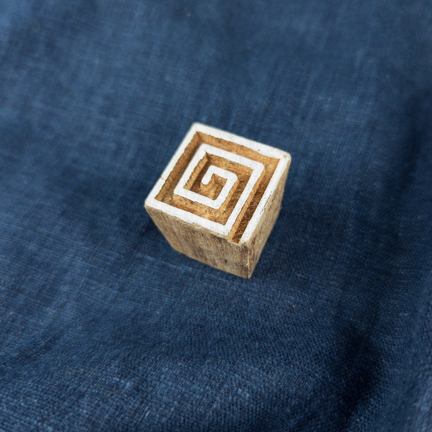 Wooden Square Spiral Stamp | Indian Printing Blocks
